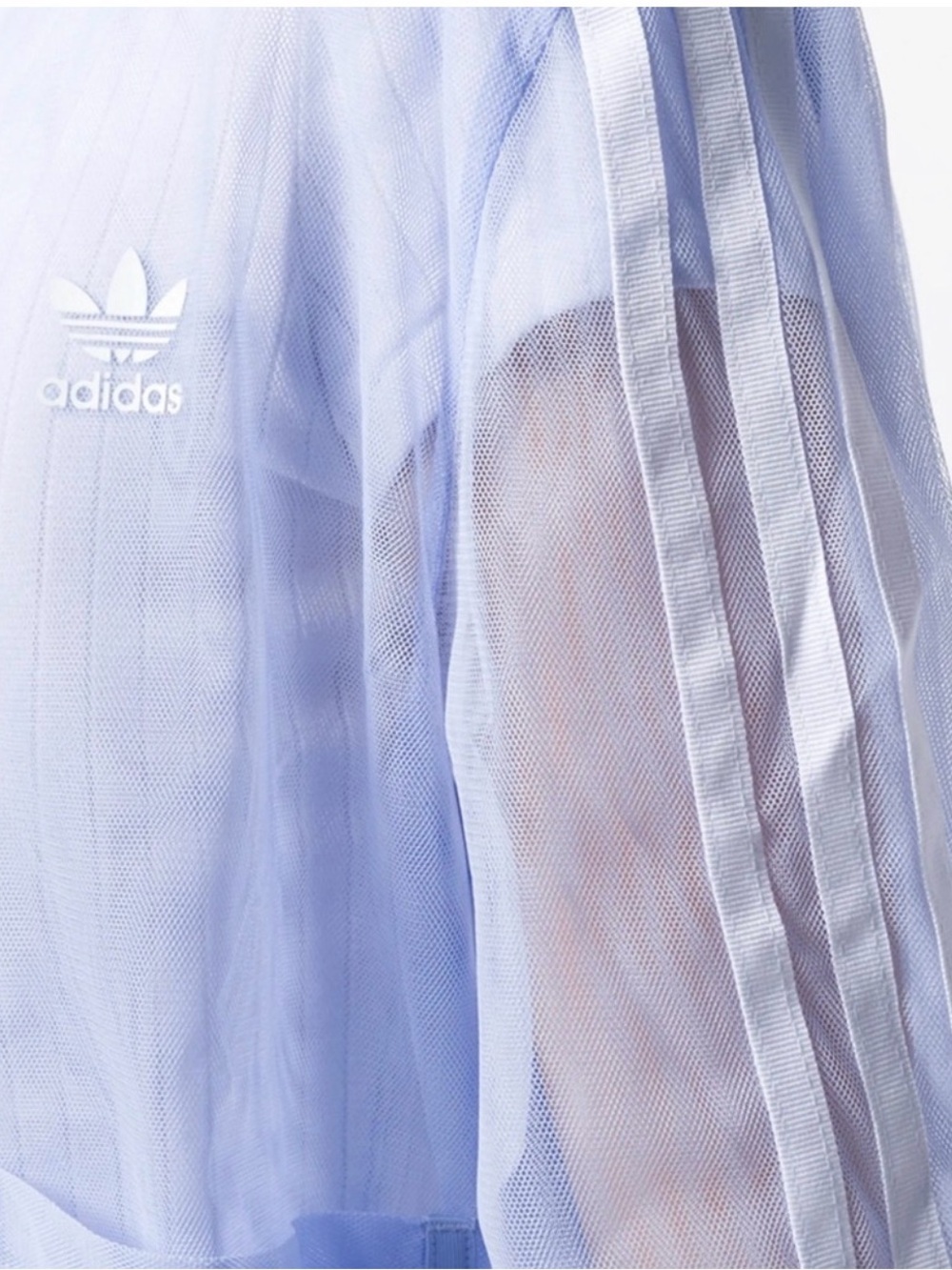 Adidas Track Top Jacket Sheer Mesh Tulle Periwinkle Blue & White Stripes Small - Picture 14 of 14